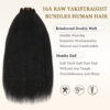 16A Raw Yaki Kinky Straight Bundles Human Hair 100% Brazilian Virgin Bundles, Sliky Boutique Extensions, Vertical Smooth Full Ends,  (22 24 26 28 Inch)