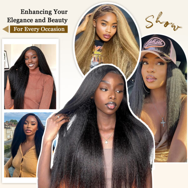 16A Raw Yaki Kinky Straight Bundles Human Hair 100% Brazilian Virgin Bundles, Sliky Boutique Extensions, Vertical Smooth Full Ends,  (22 24 26 28 Inch)