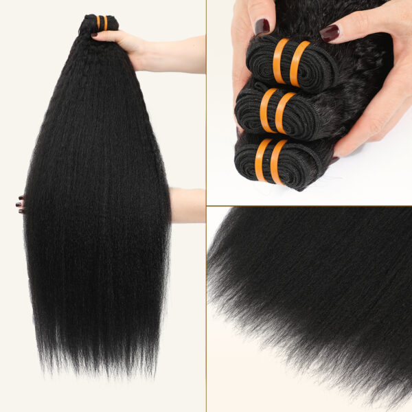16A Raw Yaki Kinky Straight Bundles Human Hair 100% Brazilian Virgin Bundles, Sliky Boutique Extensions, Vertical Smooth Full Ends,  (22 24 26 28 Inch)