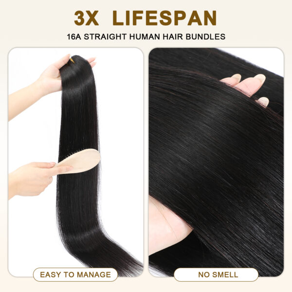 16A Raw Straight Bundles Human Hair,Triple Lifespan,Burmese Virgin Remy Hair Extensions,No Tangle Shedding（22 24 26 Inch）