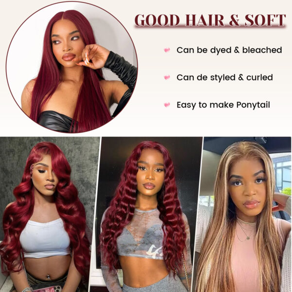 16A Raw Straight Bundles Human Hair 99J Burgundy Human Hair Bundles ,100% Unprocessed Burmese Virgin Remy ,No Tangle Shedding (99J Burgundy Bundles, 22 24 26 28 Inch)