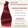 16A Raw Straight Bundles Human Hair 99J Burgundy Human Hair Bundles ,100% Unprocessed Burmese Virgin Remy ,No Tangle Shedding (99J Burgundy Bundles, 22 24 26 28 Inch)