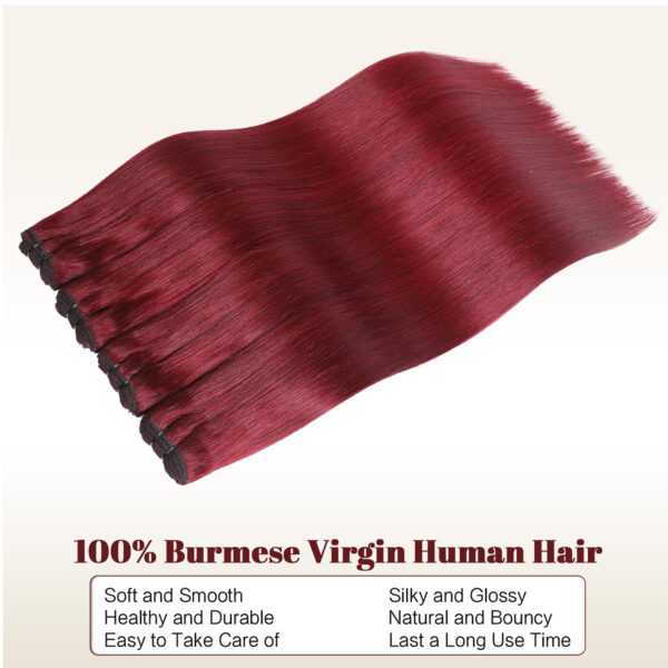 16A Raw Straight Bundles Human Hair 99J Burgundy Human Hair Bundles ,100% Unprocessed Burmese Virgin Remy ,No Tangle Shedding (99J Burgundy Bundles, 22 24 26 28 Inch)