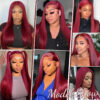 16A Raw Straight Bundles Human Hair 99J Burgundy Human Hair Bundles ,100% Unprocessed Burmese Virgin Remy ,No Tangle Shedding (99J Burgundy Bundles, 22 24 26 28 Inch)