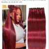 16A Raw Straight Bundles Human Hair 99J Burgundy Human Hair Bundles ,100% Unprocessed Burmese Virgin Remy ,No Tangle Shedding (99J Burgundy Bundles, 22 24 26 28 Inch)