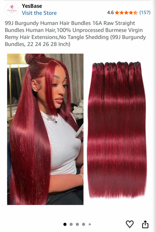 16A Raw Straight Bundles Human Hair 99J Burgundy Human Hair Bundles ,100% Unprocessed Burmese Virgin Remy ,No Tangle Shedding (99J Burgundy Bundles, 22 24 26 28 Inch)